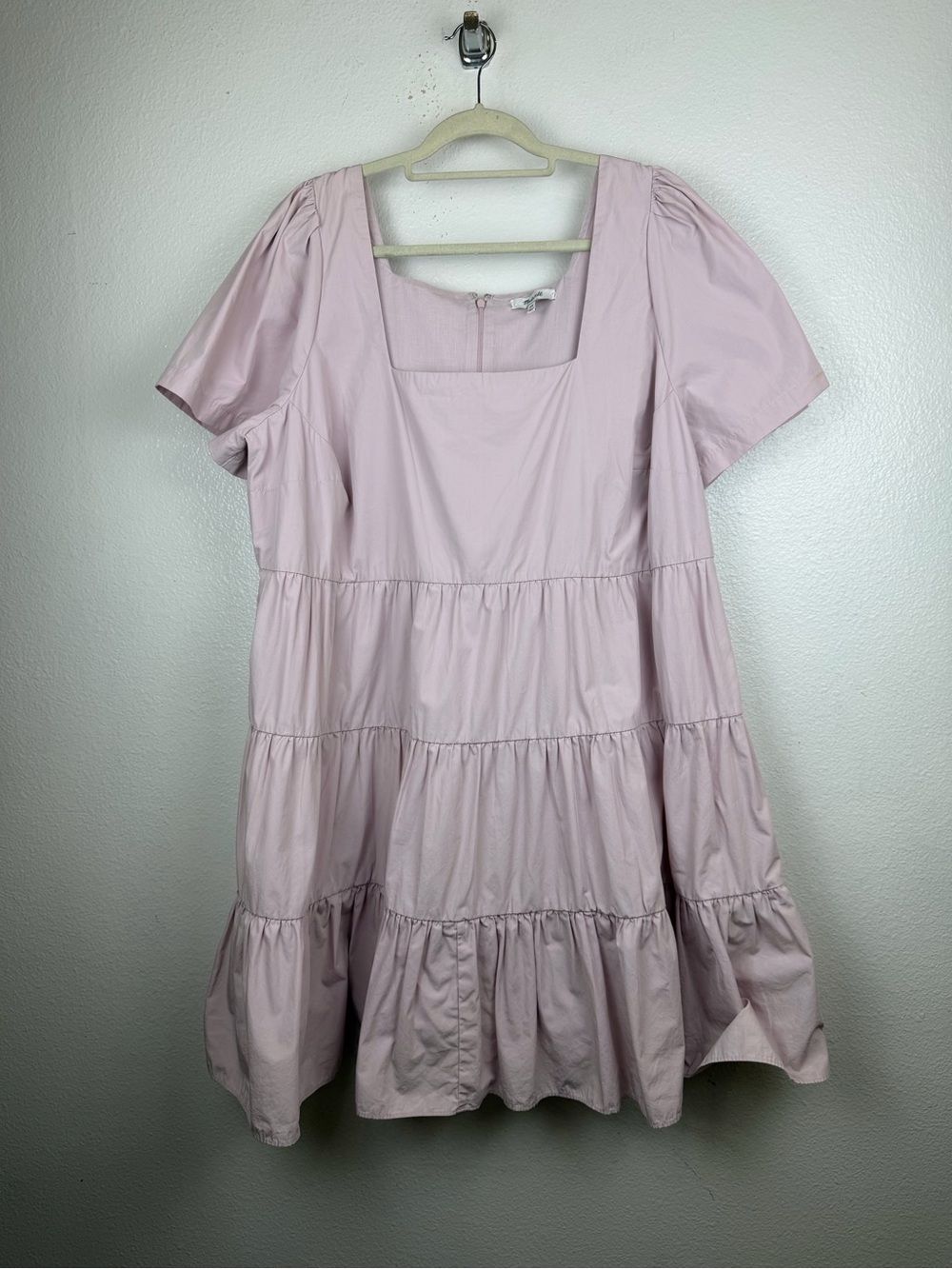 Madewellโ Tiered Mini Mauve Square Neck Cotton Dress Size 18W